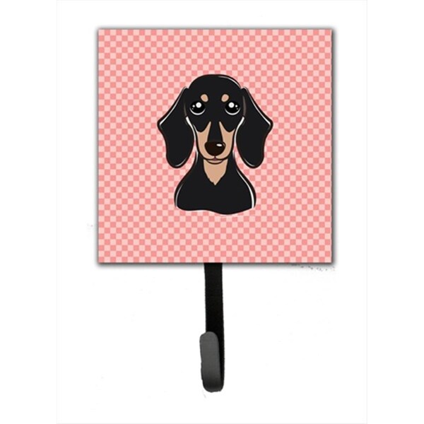 Carolines Treasures Checkerboard Pink Smooth Black And Tan Dachshund Leash or Key Holder- 4.25 W x 7 H In. BB1215SH4 - main